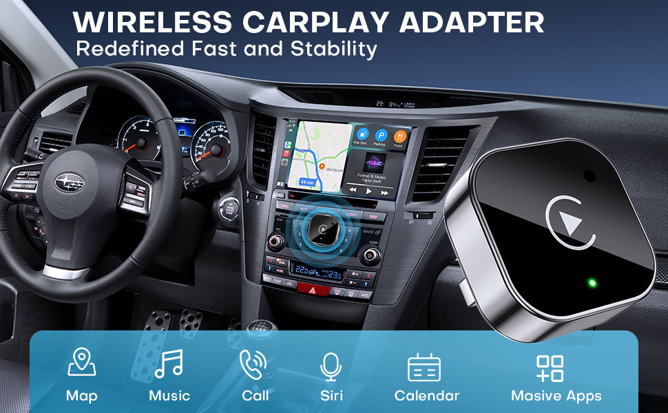 Wireless CarPlay & Android Auto Dongle, Fast Auto-Connect, Compact Plug & Play for iPhone/Android, USB/USB-C, No Delay